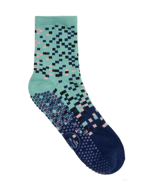 Crew Non Slip Grip Socks - Turquoise Stripes - MA x ELLE – MoveActive Int