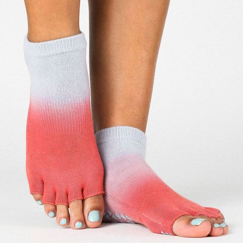 Low Rise Half Toe Grip Socks Wave Stripe Stripe - ToeSox