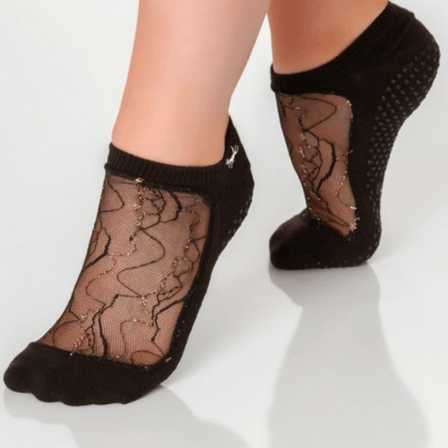 Sweet Grip Sock Mary Jane Rose with Silver Trim - Shashi - SIMPLYWORKOUT