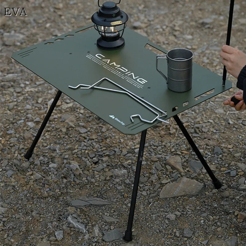 Camping Tables Folding Table with 2 Lamp Stands Camping Portable Lightweight Picnic Table Outdoor Tables Furniture Tourist Table