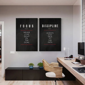 Believe, Discipline, and Focus Poster: Motivational Inspirational Canvas Wall Art - Stoic Spirituality - Discipline Poster