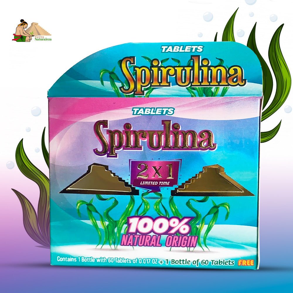 Alga Espirulina Suplemento, Spirulina Supplement 120 Tablets, Natural de Mexico