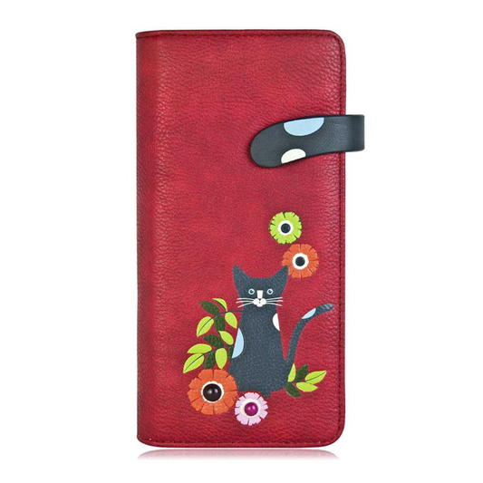 ESPE Gemma Vegan Leather Small Wallet with Cherry Blossom Appliqué Grey