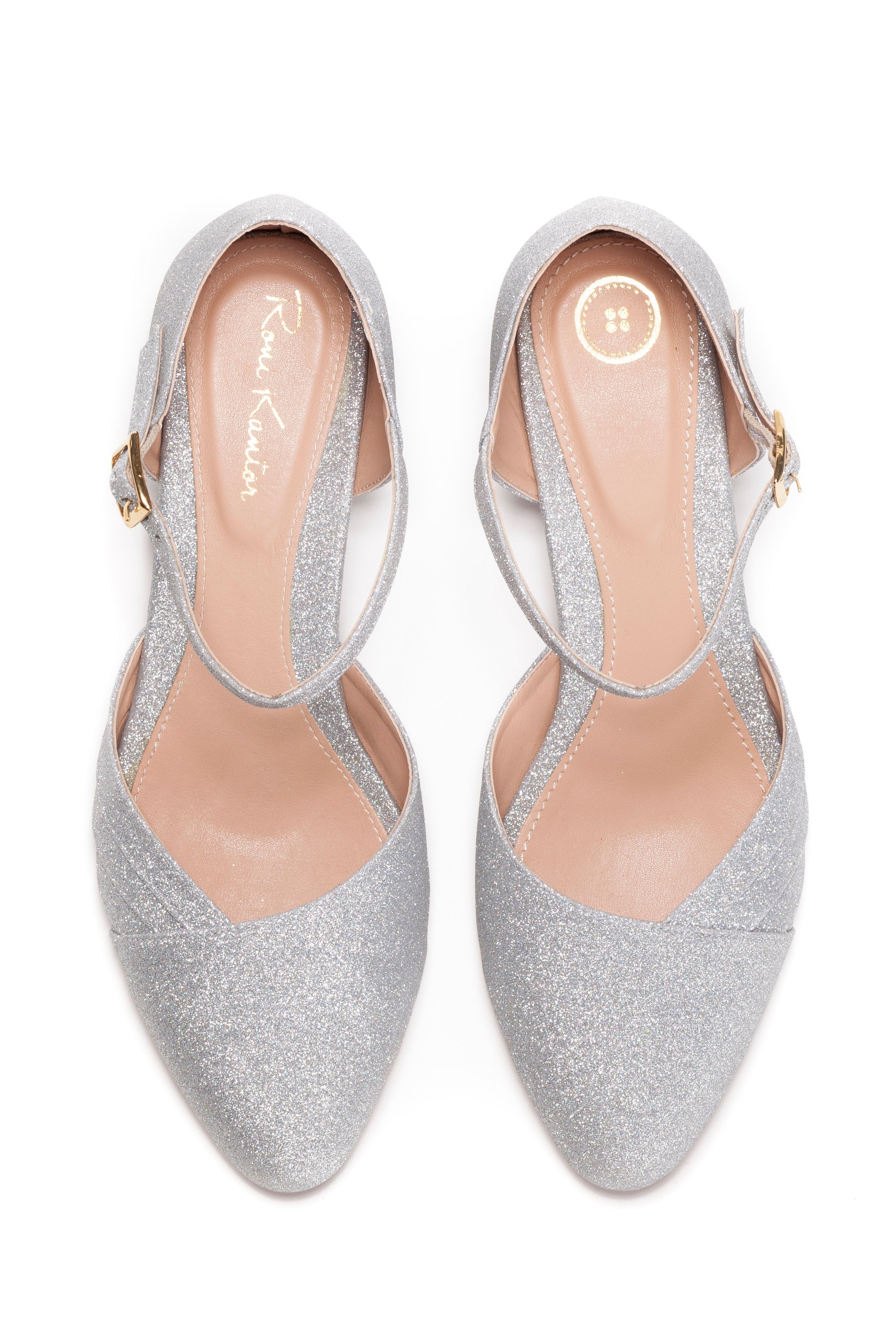 silver heels low heel