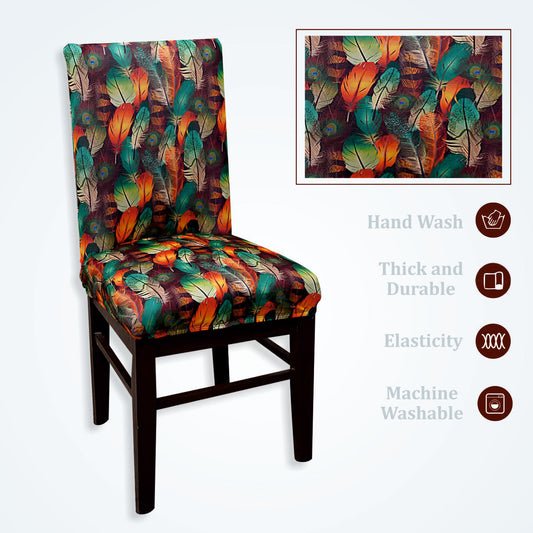 Trendily Stretchable Chair Covers Multicolored 3D Leaf Print (CC-149)