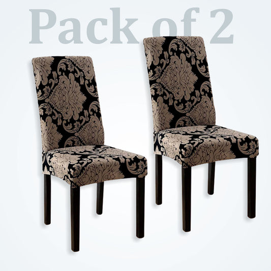 Trendily Stretchable Chair Covers Black new Big Pattern damask (CC-147)