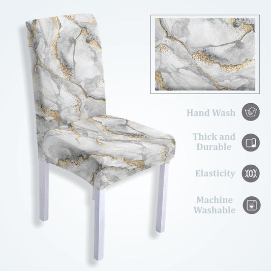 Trendily Stretchable Chair Covers White Marble (CC-146)