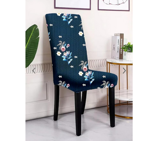 Trendily Stretchable Chair Covers Dark Blue Botanical (CC-132)