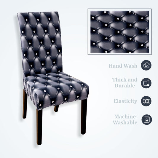 Trendily Stretchable Chair Covers Black Grey Dot (CC-145)