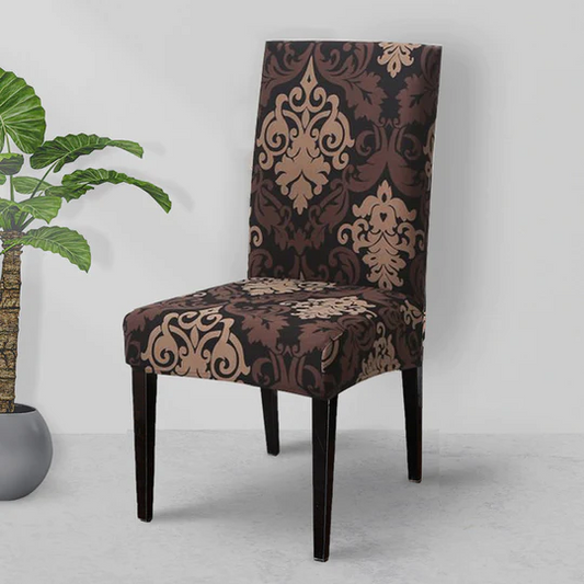 Trendily Stretchable Chair Covers Brown Damask (CC-128)