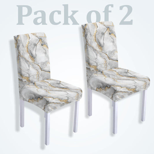 Trendily Stretchable Chair Covers White Marble (CC-146)