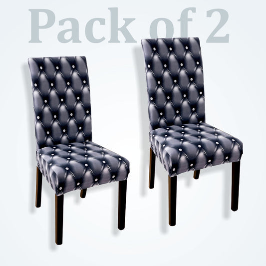 Trendily Stretchable Chair Covers Black Grey Dot (CC-145)