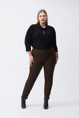 Jacquard Woven Abstract Print Slim Fit Pants - Bella Luna Gifts