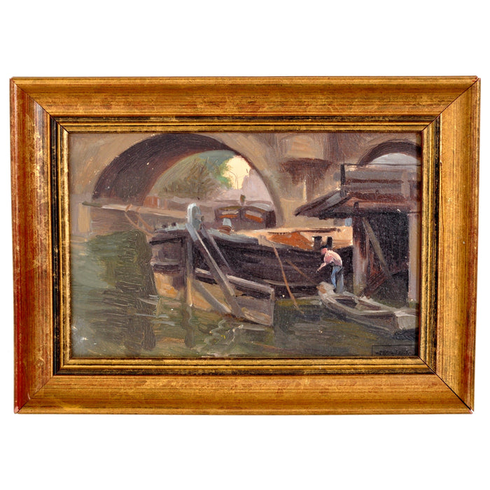 Pont Neuf Bridge, Paris Vintage Original Oil Painting, J.K. Walles 34