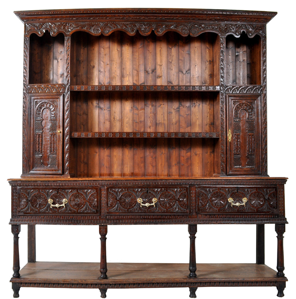 Antique Carved Oak Georgian Welsh Dresser Cupboard Circa 1820