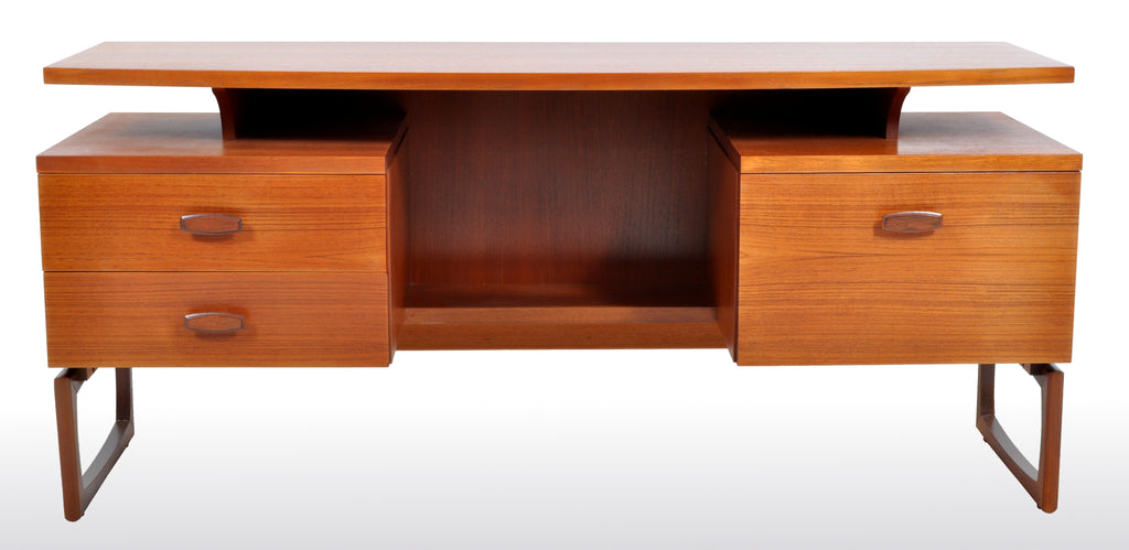 Mid Century Modern Danish Style Teak Floating Top Desk By Ib Kofod