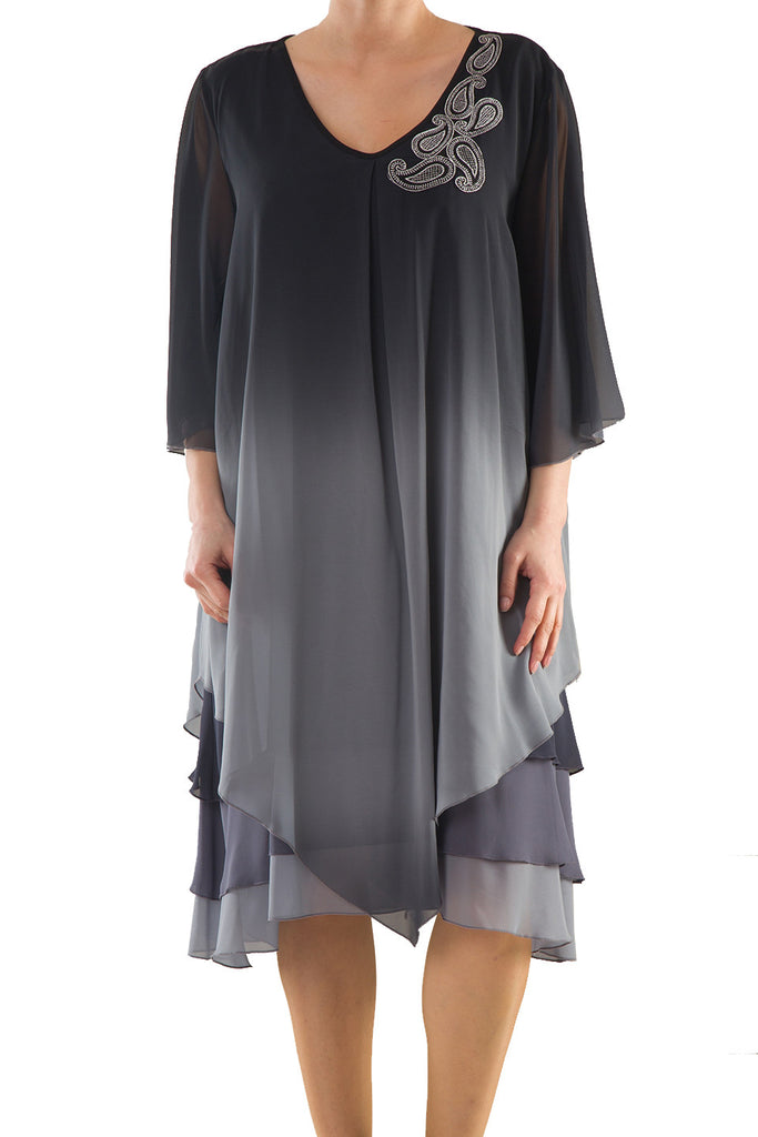 chiffon layered dress plus size