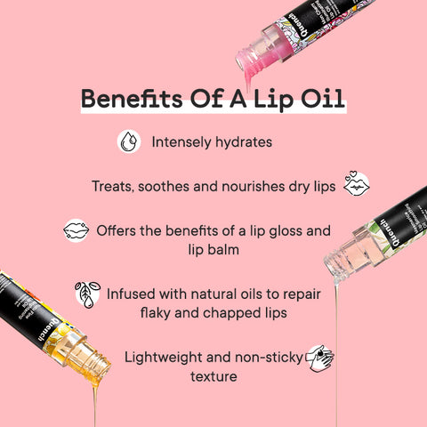 Lip oil is a skincare-makeup hybrid product that has nourishing plant-based oils that intensely moisturize your lips and deliver a gloss-like high-shine