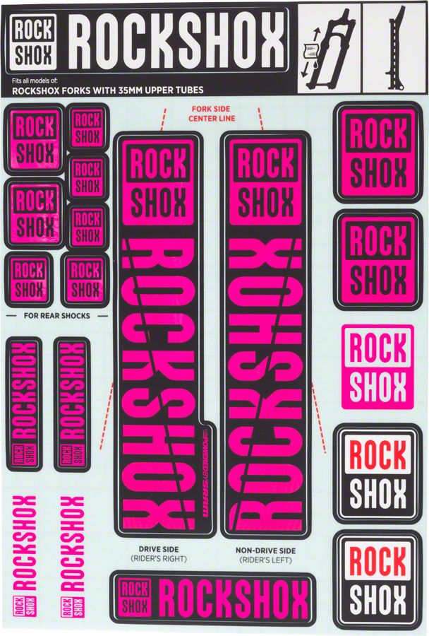 RockShox Fork Decal Kit - 35mm White