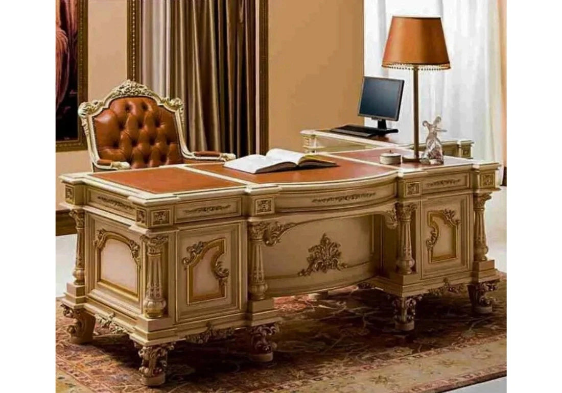 Solid European Style Hand Carving Working Desk