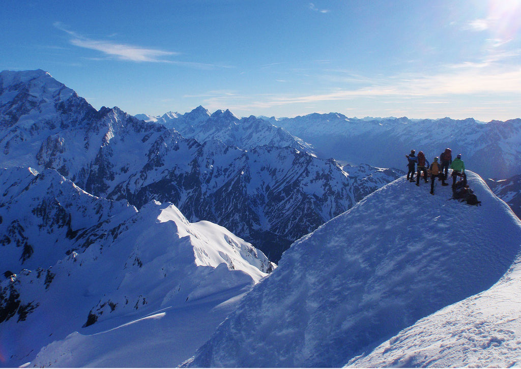 A view of the snow covered mountain tops