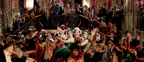 Movie Still from 2013's "The Great Gatsby" of a New Years Eve Party.
