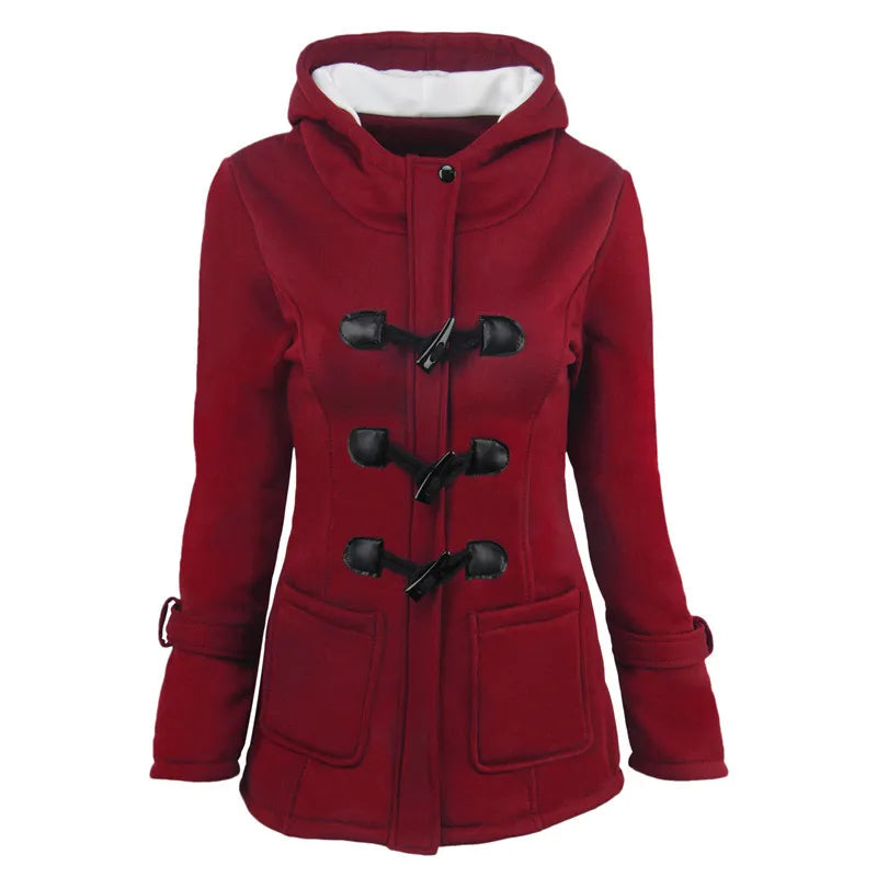 Women Basic Jackets Camel Coat Spring Autumn Women's Overcoat Zipper Horn Button Outwear Jacket Female Hooded Coat  S-5XL