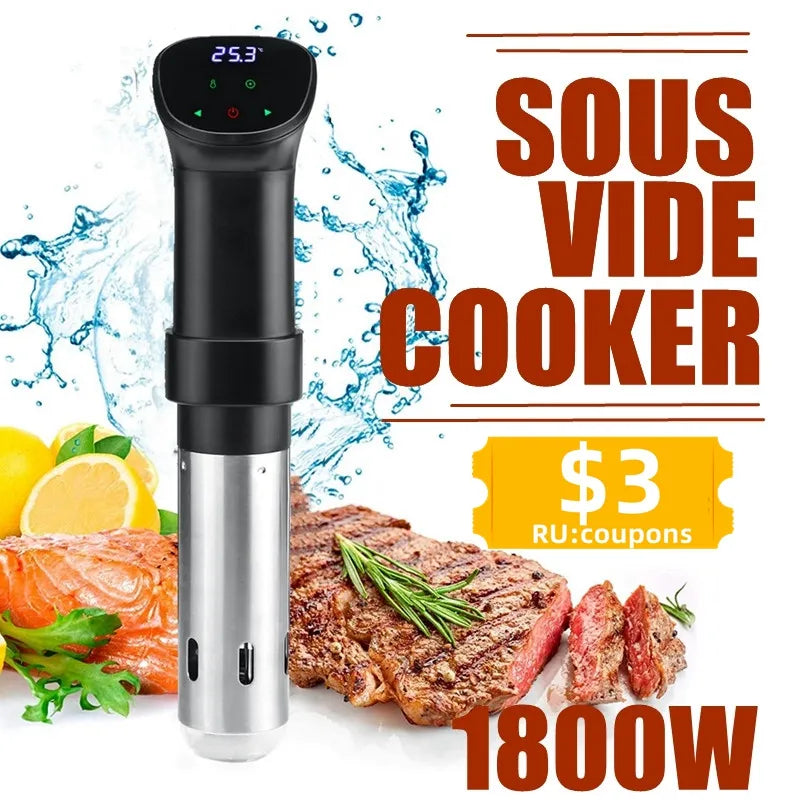 Waterproof Vacuum Sous Vide Cooker Immersion Circulator Accurate Cooking With LED Digital Display Slow Cooker Heater