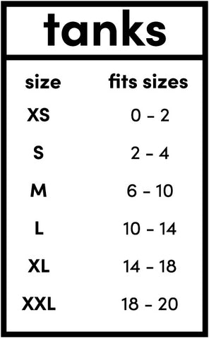 Graphic Tank Tops Sizing Chart