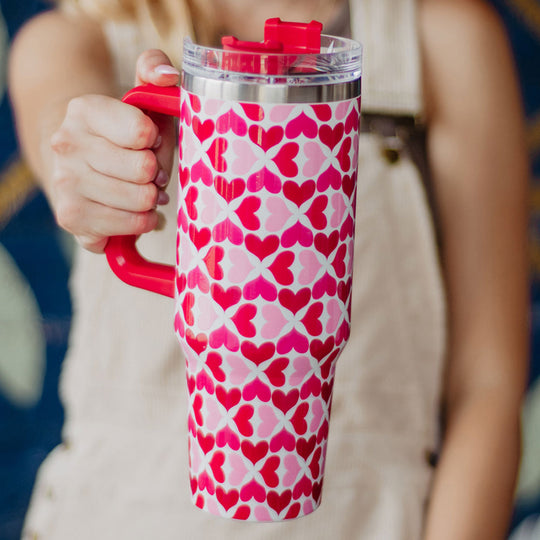 Wholesale Starbucks tumbler- pink hearts tumbler- valentine