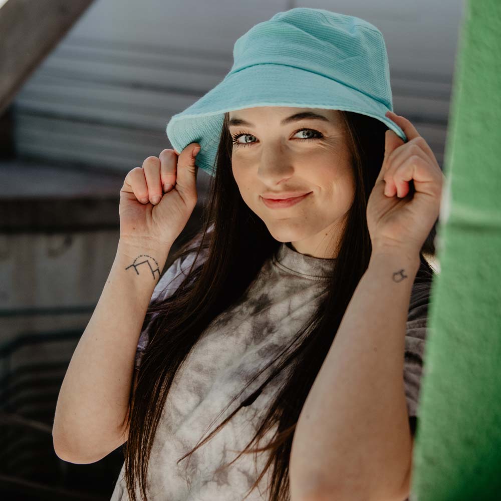Solid Aqua Corded Bucket Hats Wholesale for Women