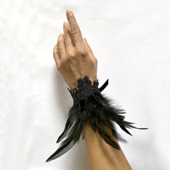 gothic feather gloves