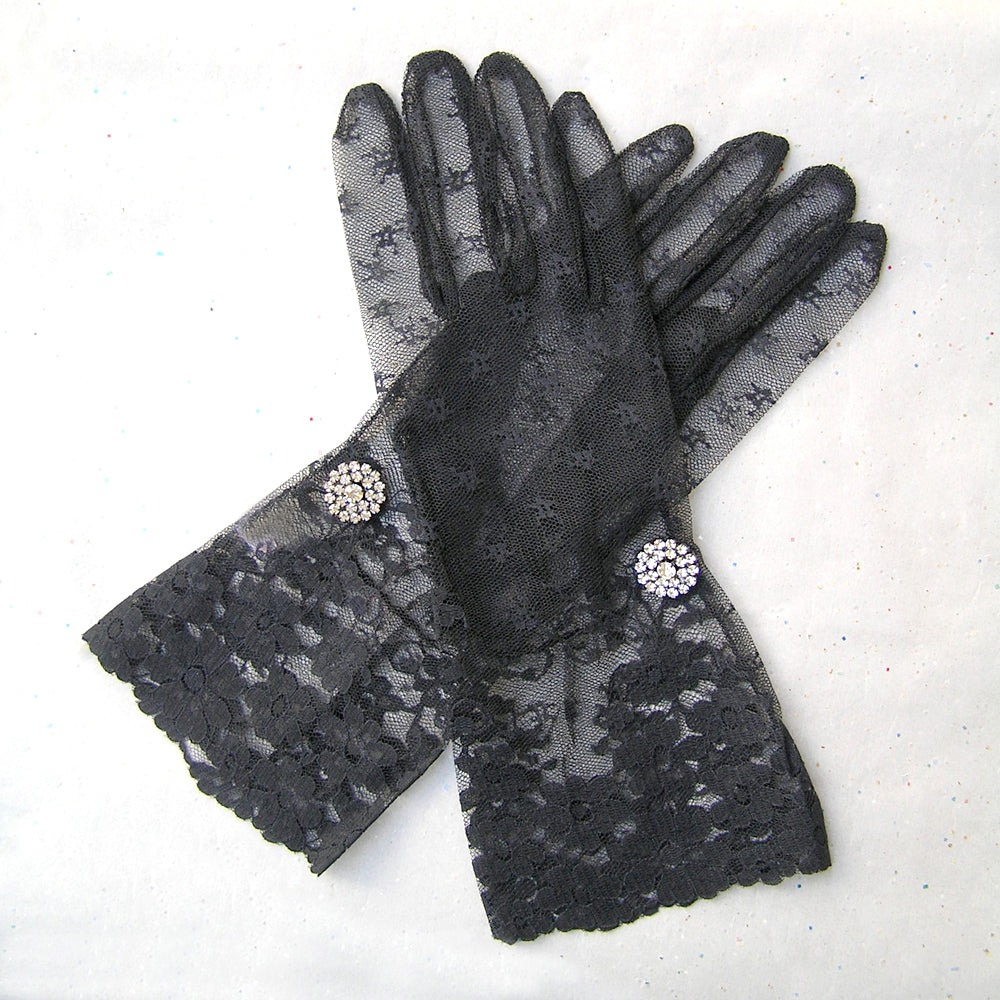 Black Lace Gloves, Opera Gloves, Long Black Evening Gloves, Burlesque ...