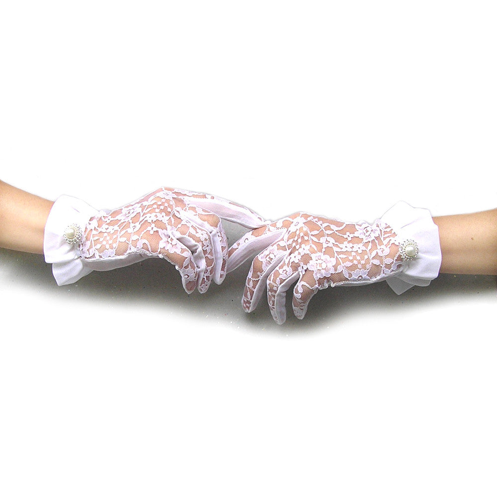 white lace wedding gloves