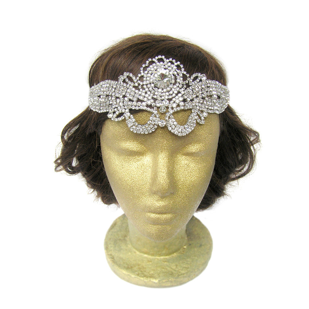 Rhinestone Flapper Headpiece, Statement Wedding Hair Piece, Celtic Med –  One Curtain Road