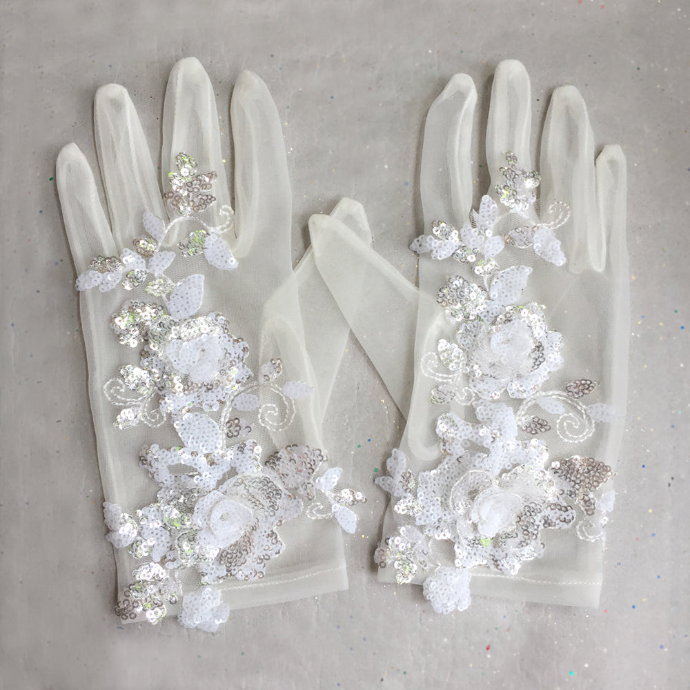 short lace wedding gloves
