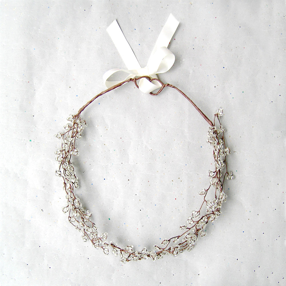 Rustic Wedding Hair Accessory, woodland Hair Wreath, Beaded Wire Headd ...