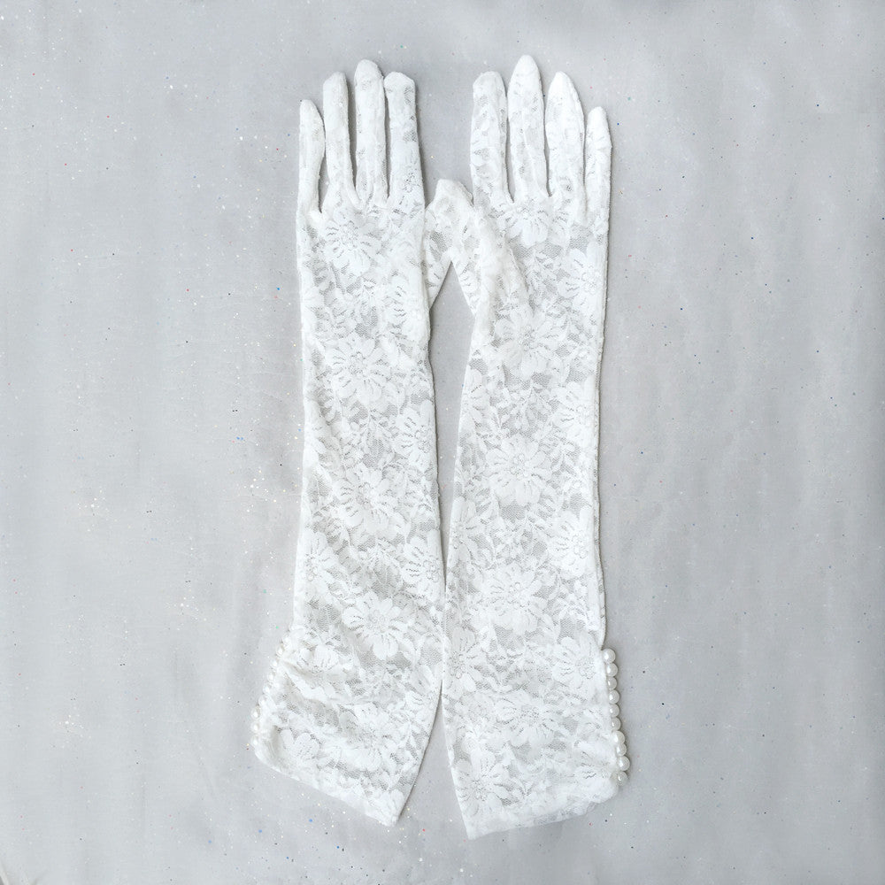 white long lace gloves