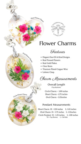 Flower Charms - Resin Purse Charms & Keychains Made With Real Flowers And Gold Flakes