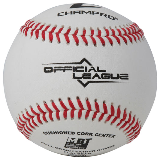 CBB-301- Official League Double Cushion Cork Core - Full Grain Leather Cover - Flat Seam- Dozen