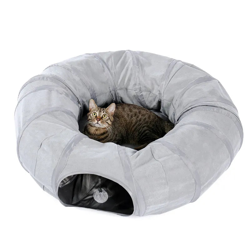 Round  Cat Tunnel with  Play Tube with Ball