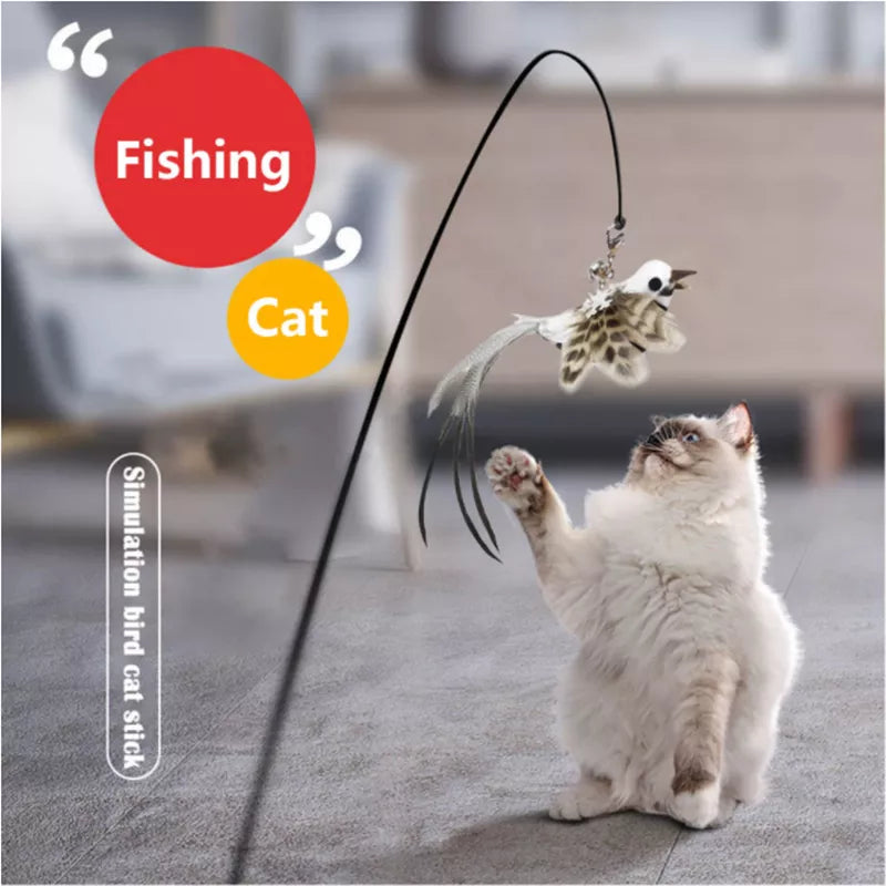 Simulation Bird Interactive Cat Stick Feather Bird With Bell Cat Stick Toy
