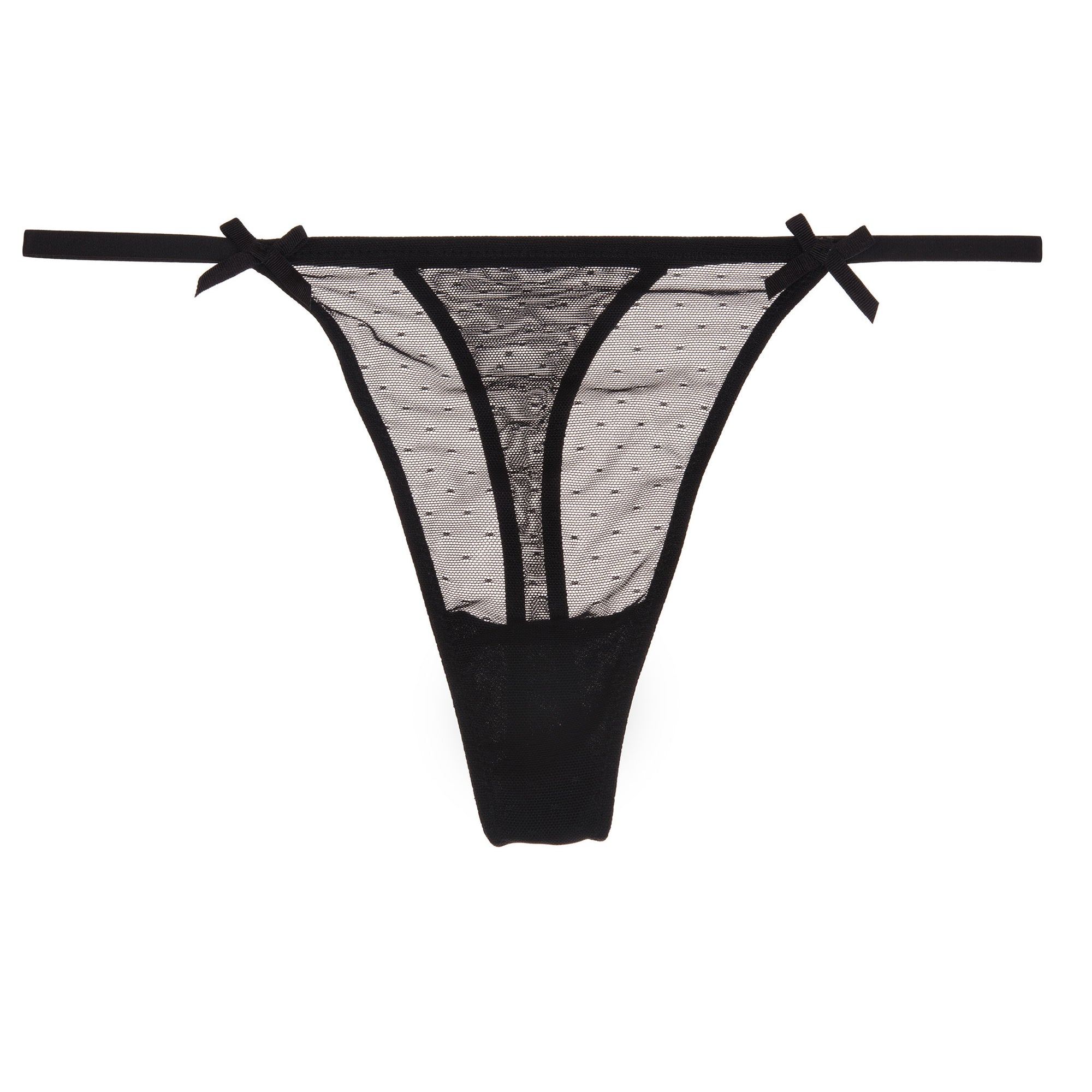 Thong in Black Spotted Tulle - B.PRIVÉ