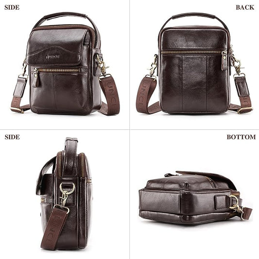  BAIGIO Men's Small Leather Shoulder Bag Messenger Pack