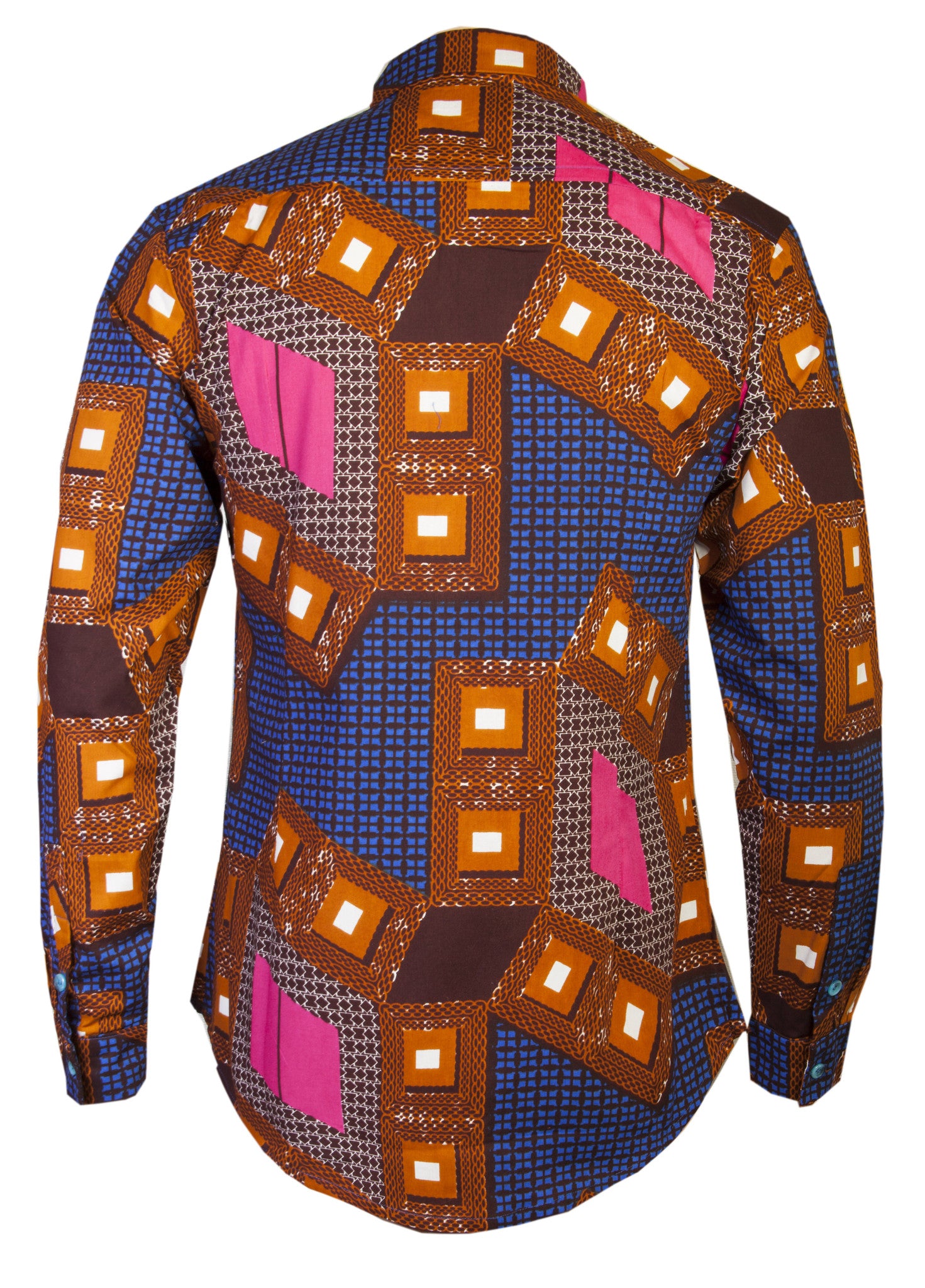 Men's African Print Pixels Bib Front Shirt – OHEMA OHENE AFRICAN ...