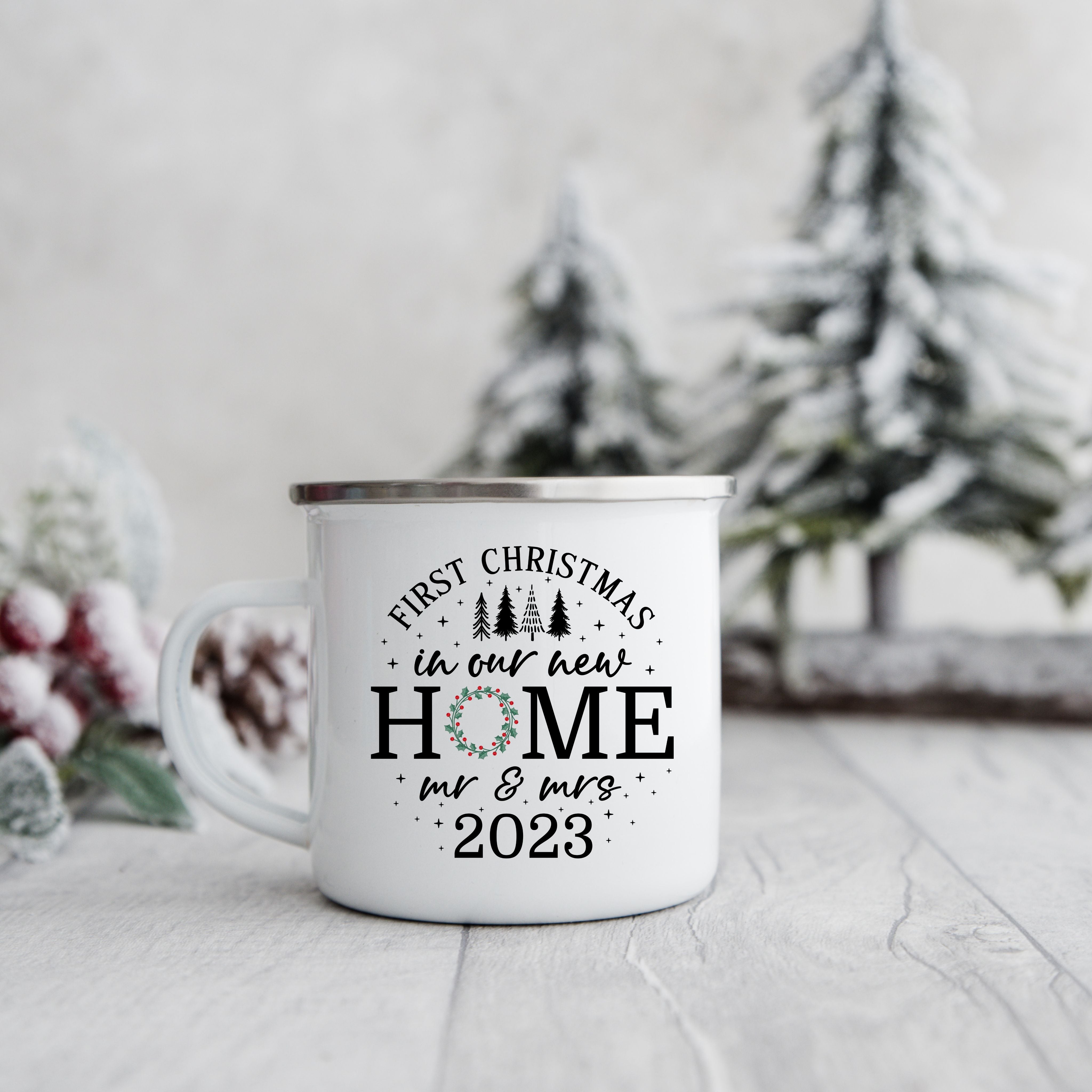 First Christmas in our new home 2023 Enamel Camping Mug