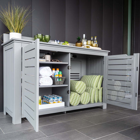 Mainstay Bar Credenza with outdoor essentials stored inside