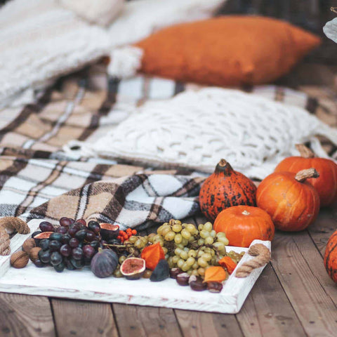 Autumn decor laid out for a picnic