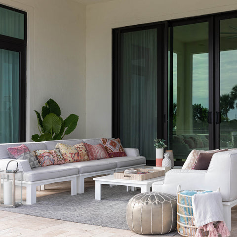Outdoor furniture with color coordinated fabrics