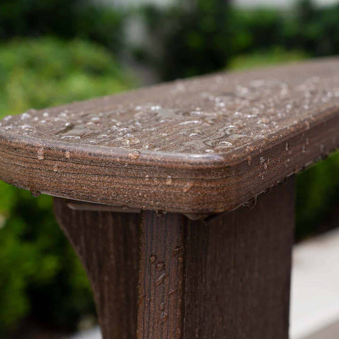 Outdoor chair armrest with water droplets